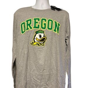 Men’s Fanatics Gray and Green Oregon Ducks Long Sleeve Tee L NEW With Tags